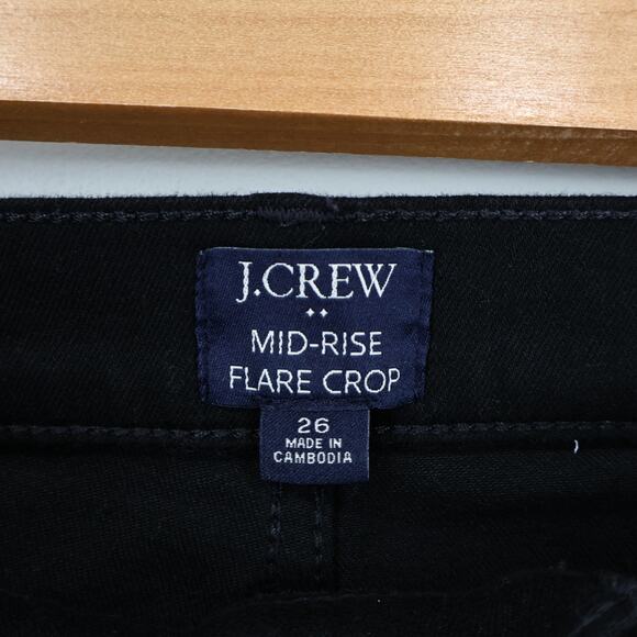 J.Crew Factory Mid-Rise Flare Crop Jean In All-Day Stretch In Black Size 26 - Picture 5 of 8